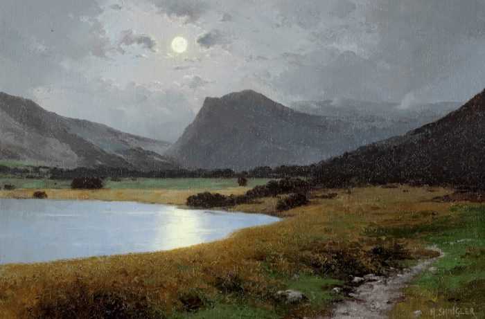 Howard Shingler Moonlight, Fleetwith Pike from Crummock Water